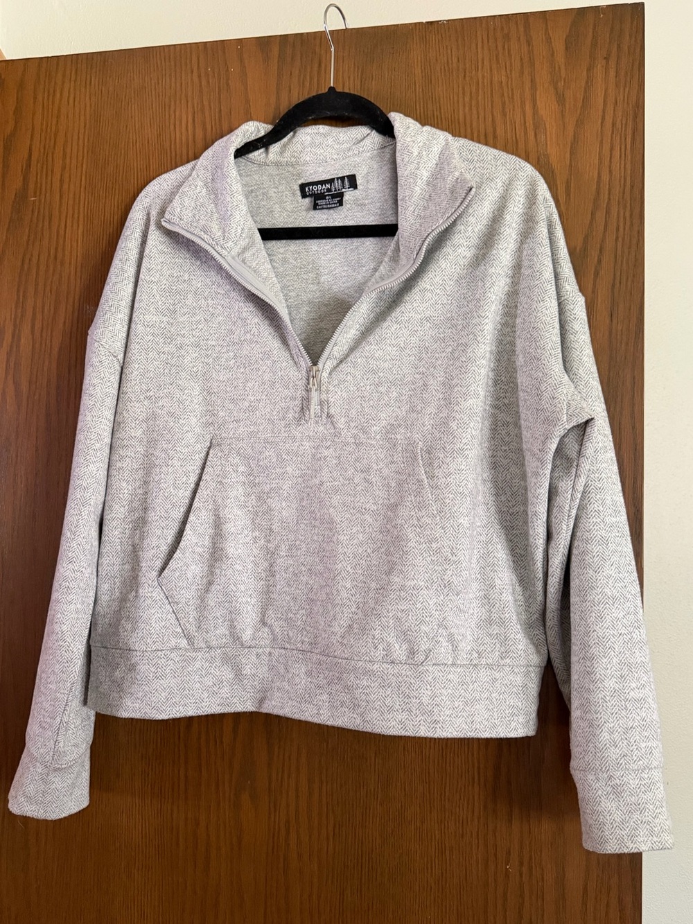 Women's Half-Zip Pullover Sweater - Light Heather Gray Herringbone